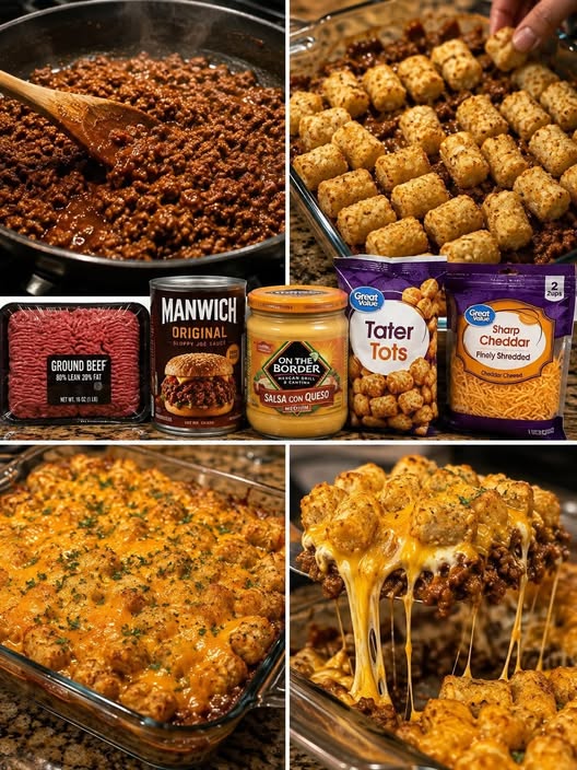 Easy Cheesy Sloppy Joe Tater Tot Casserole Recipe