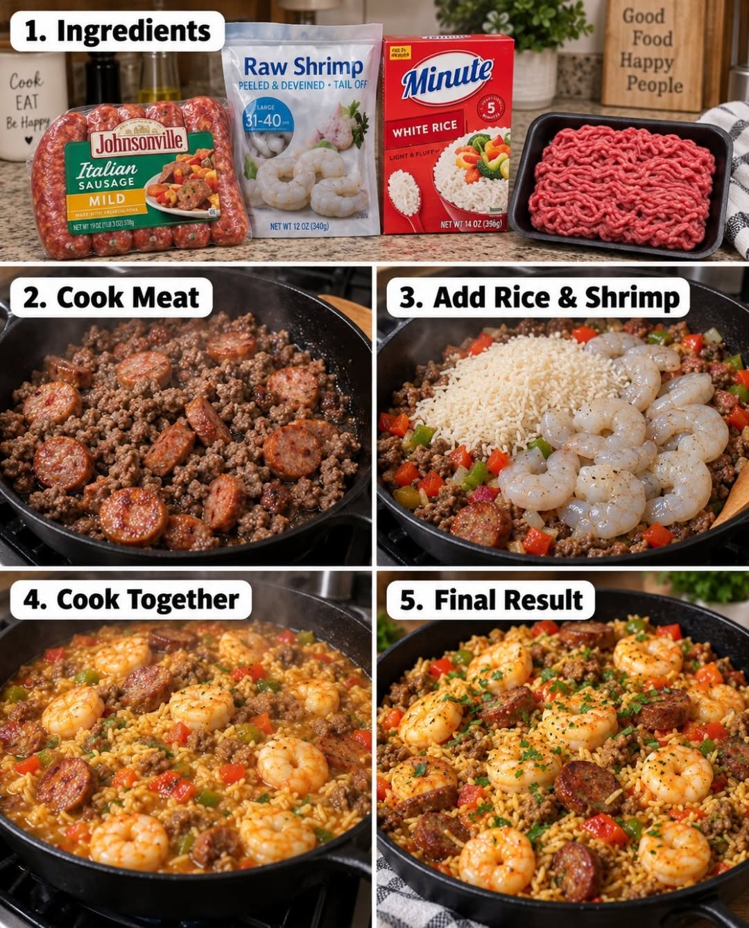 Quick Cajun Shrimp Sausage Dirty Rice - One-Pan Wonder