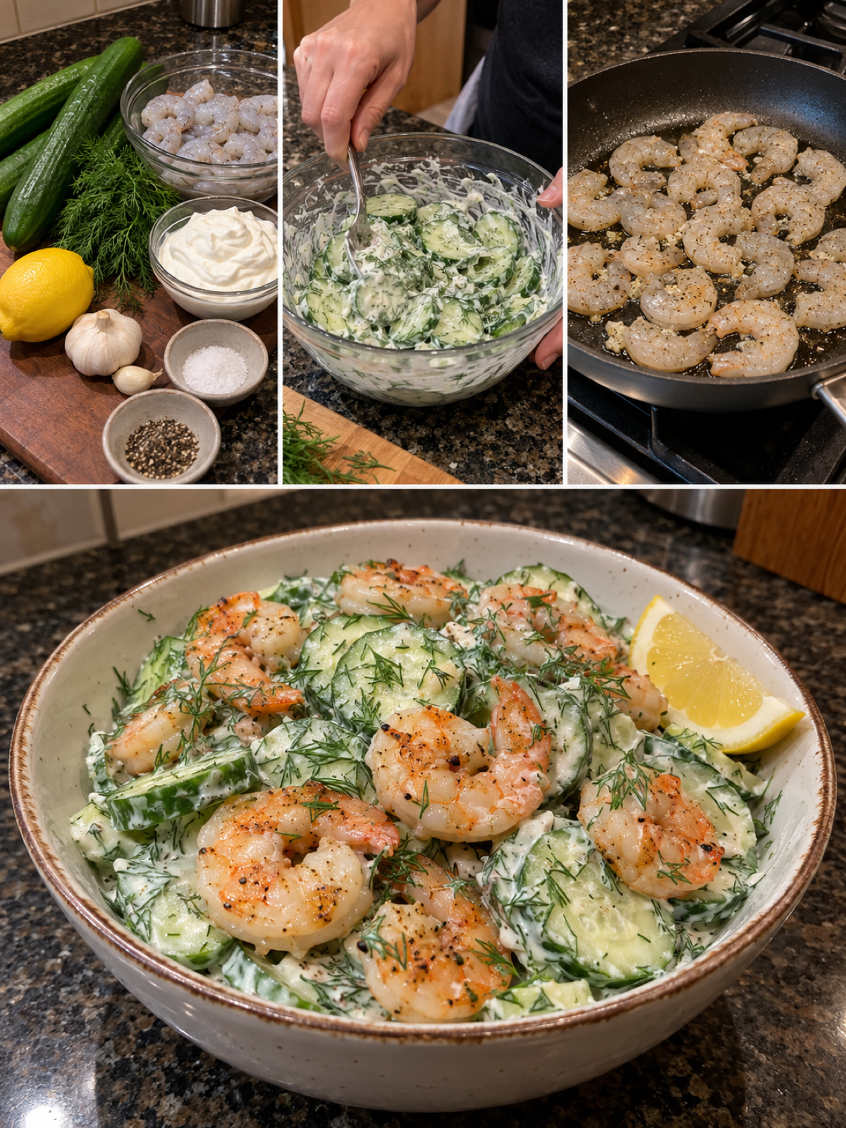 Easy Creamy Cucumber and Shrimp Salad with Fresh Dill