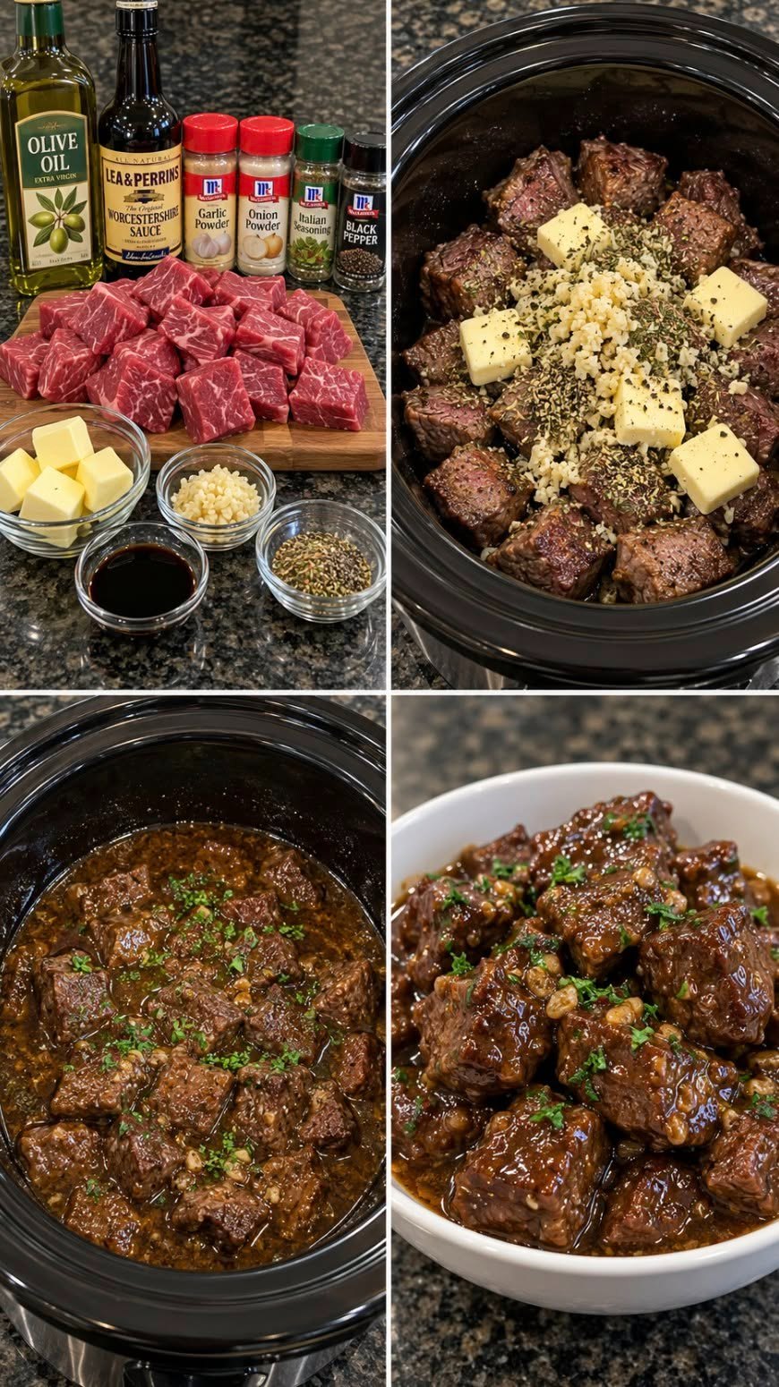 Easy Slow Cooker Garlic Butter Beef Bites Recipe
