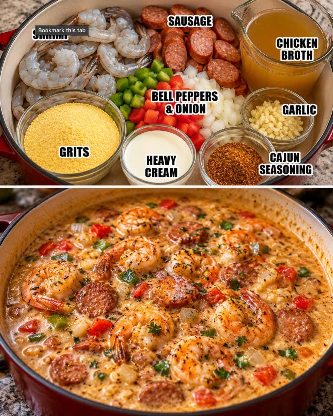 The Best Cajun Shrimp & Sausage Grits Soup Recipe