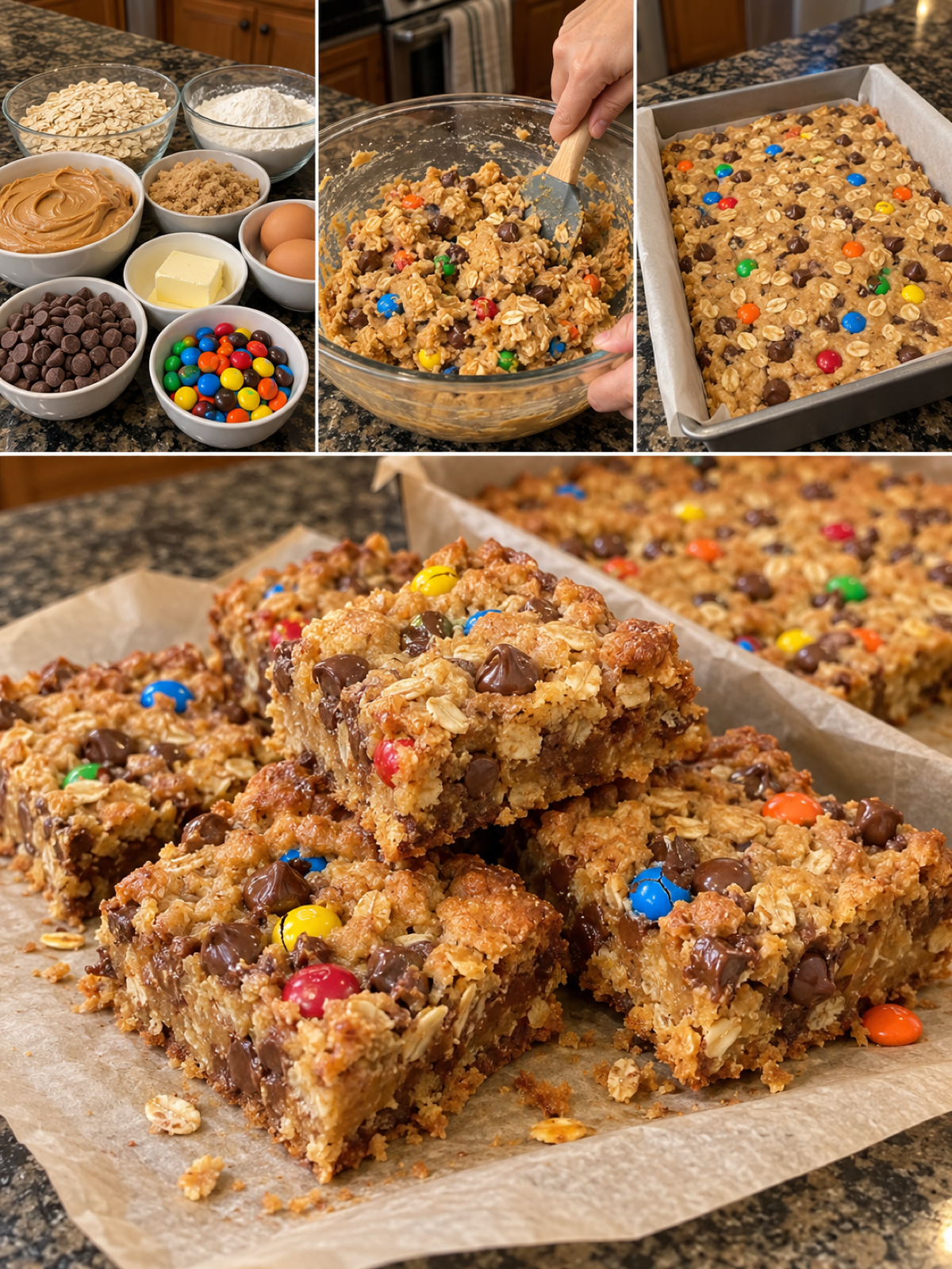 Easy Peanut Butter Monster Cookie Bars Recipe