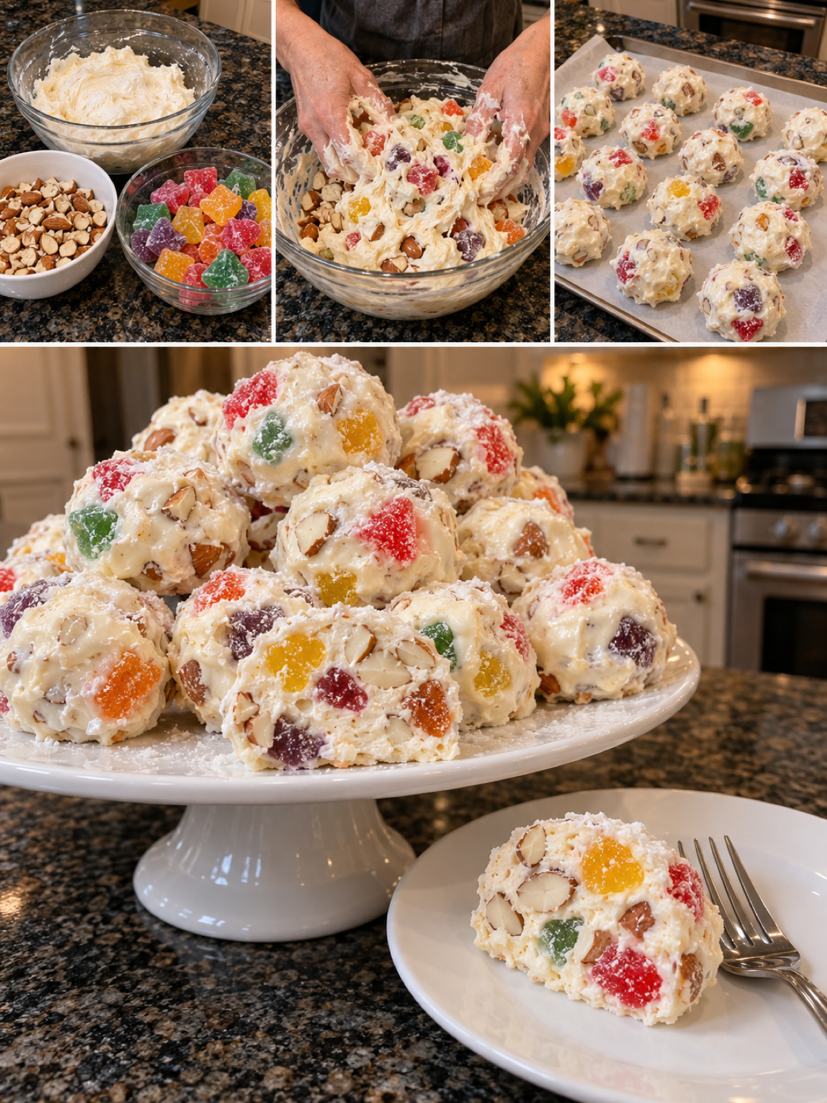 Easy Retro Fruit Gumdrop Nougat Bombs Recipe
