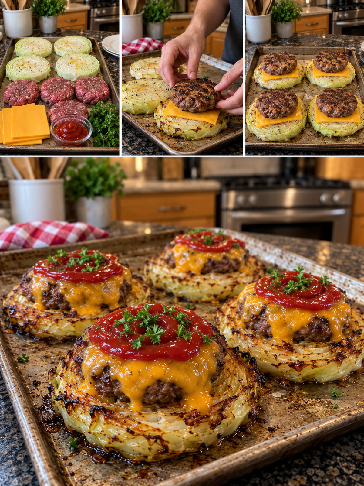 Easy Cheesy Roasted Cabbage Burgers for Dinner Delight