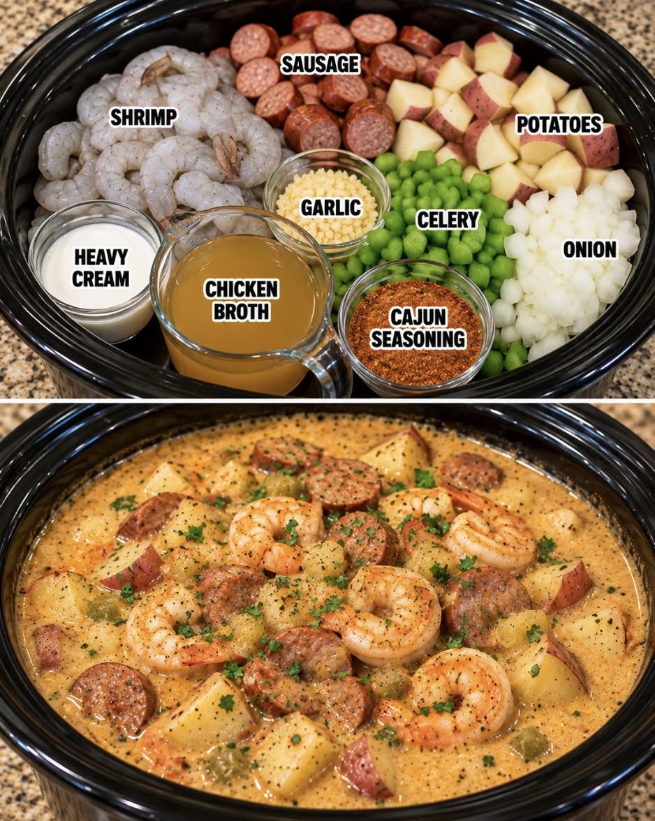 Creamy Cajun Shrimp, Sausage & Potato Soup Recipe