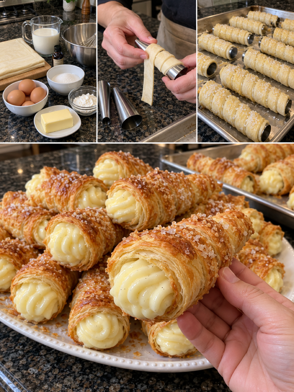 Easy Vanilla Custard Cream Horns Recipe - Delicately Flaky