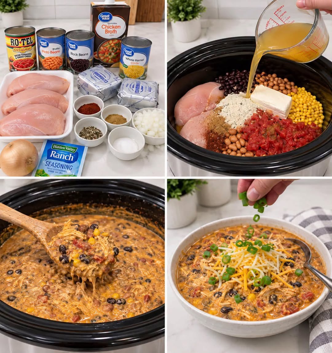 Easy Crockpot Creamy Ranch Chicken Chili Recipe