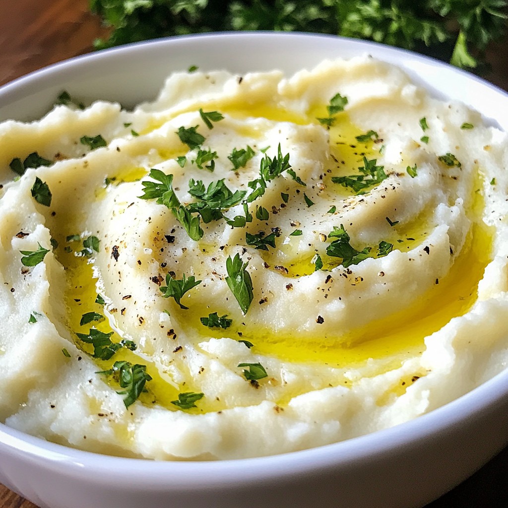 Creamy Garlic Mashed Cauliflower Flavorful Side Dish