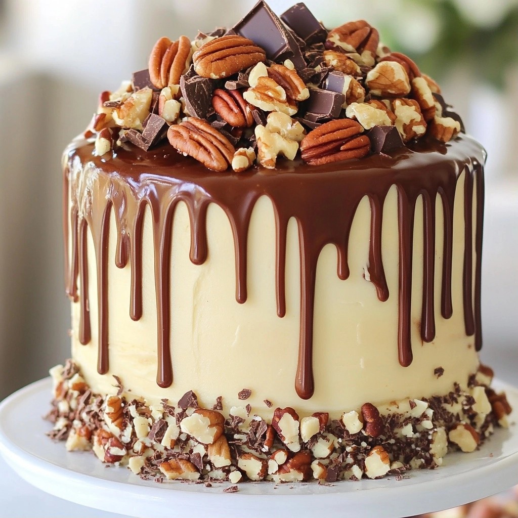 Sumptuous Chocolate Caramel Drip Cake with Nuts Delight