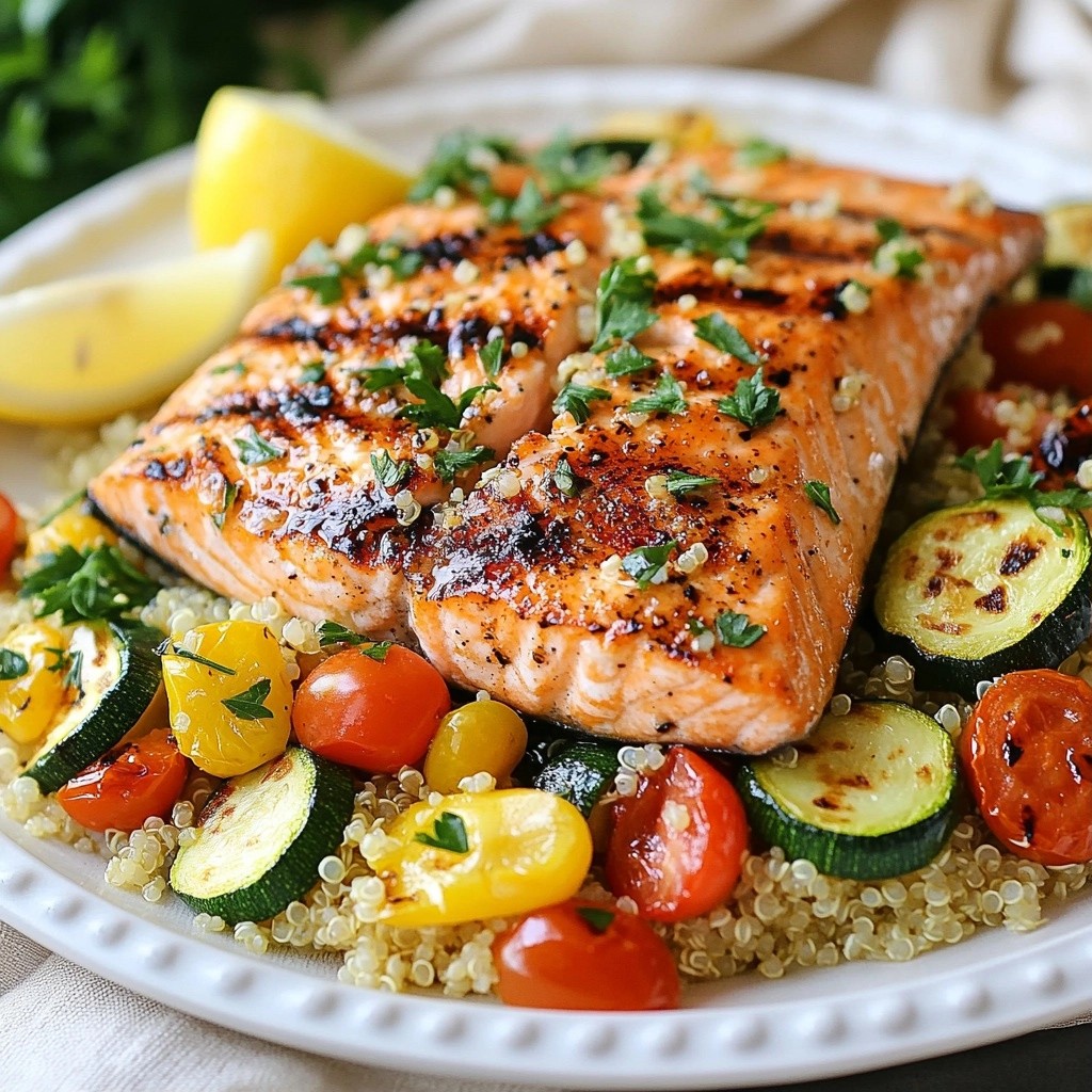 Nutritious Healthy Dinners Grilled Salmon with Quinoa