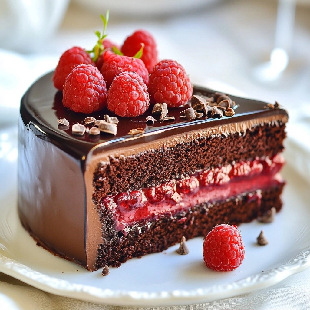 Silky Ganache Chocolate Raspberry Layer Cake Delight