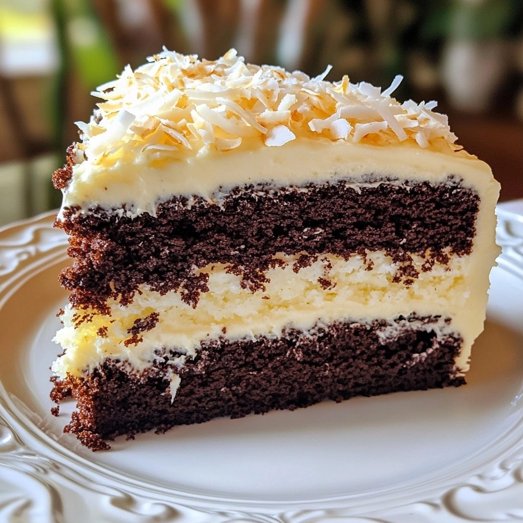 Moist Chocolate Coconut Cake with Vanilla Frosting Delight