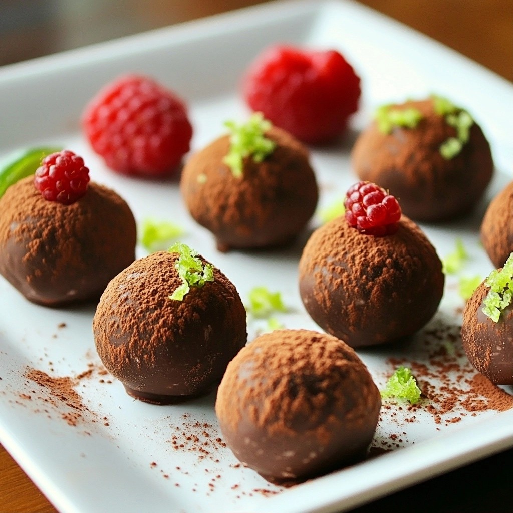 Raspberry Dark Chocolate Truffles with Zesty Lime Delight