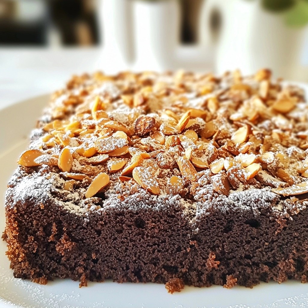 Buttery Chocolate Almond Cake with Crunchy Topping