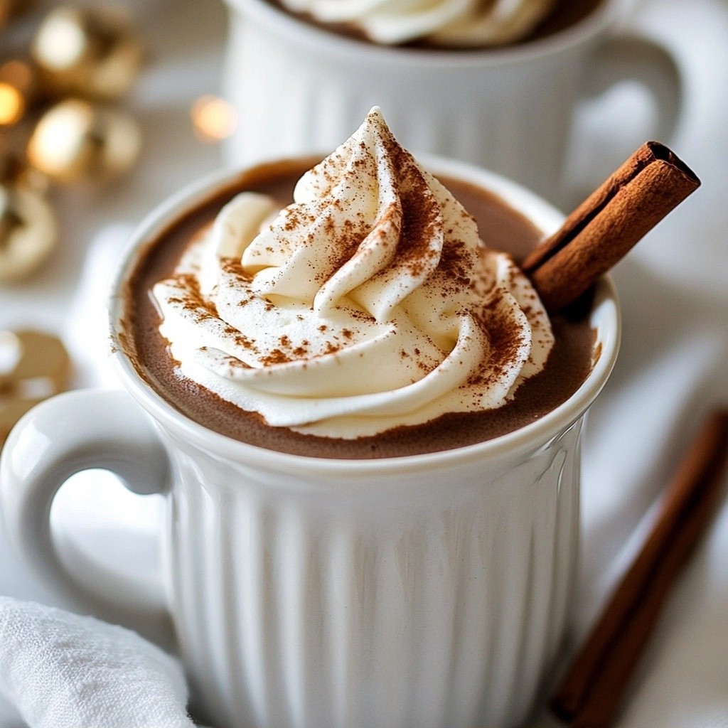 Velvety Gingerbread Hot Chocolate with Spiced Whipped Cream