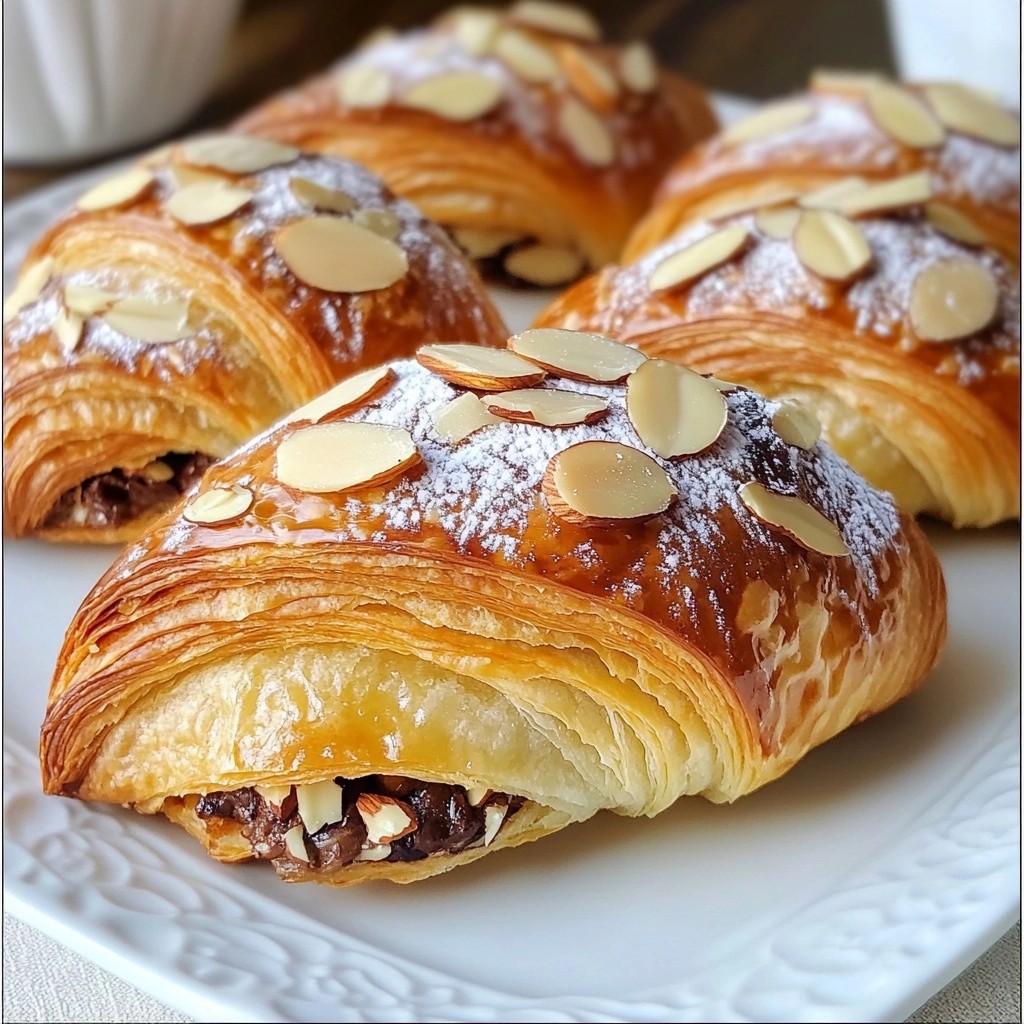 Buttery Chocolate Almond Croissants with Flaky Layers