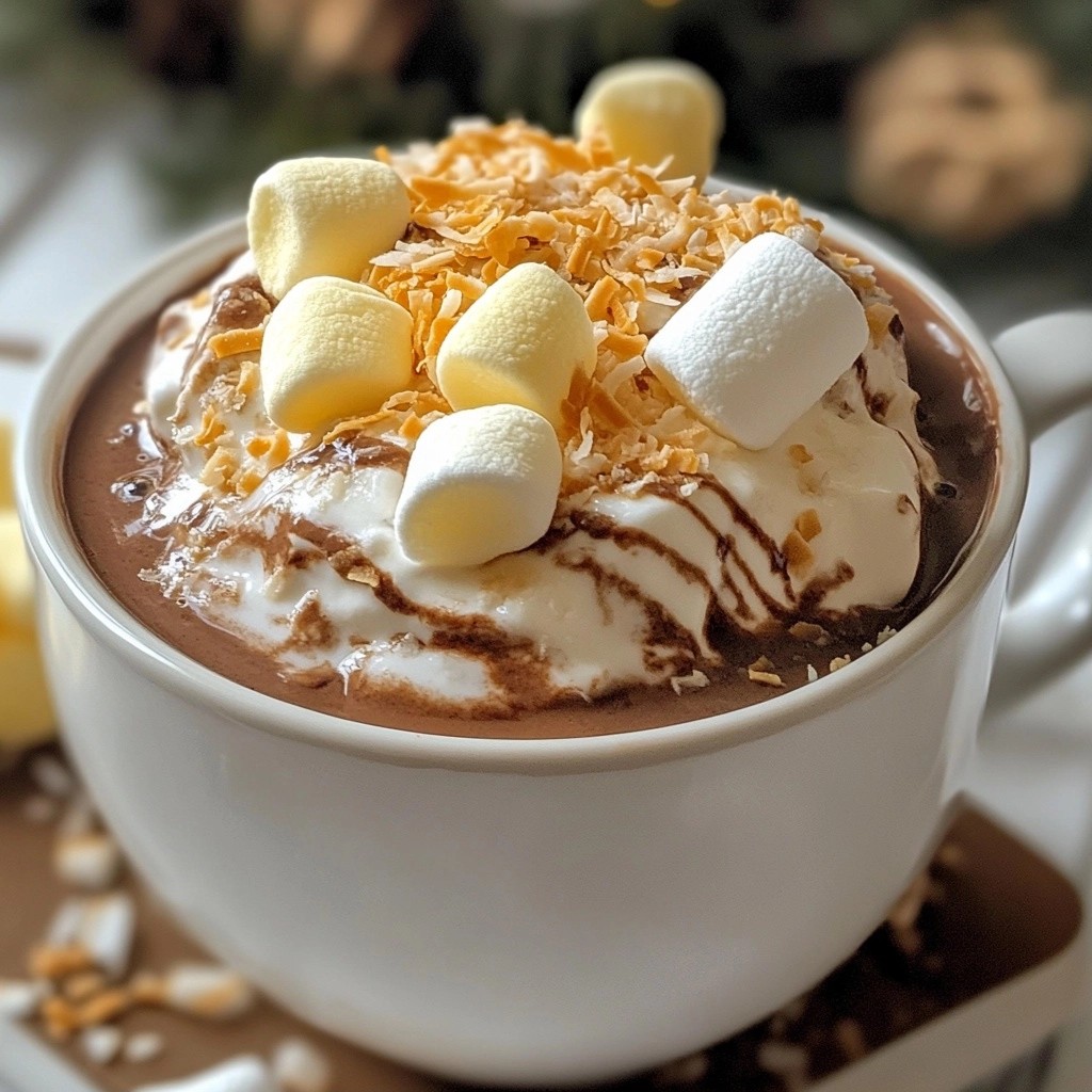 Coconut Cream Hot Chocolate with Toasted Marshmallows Treat