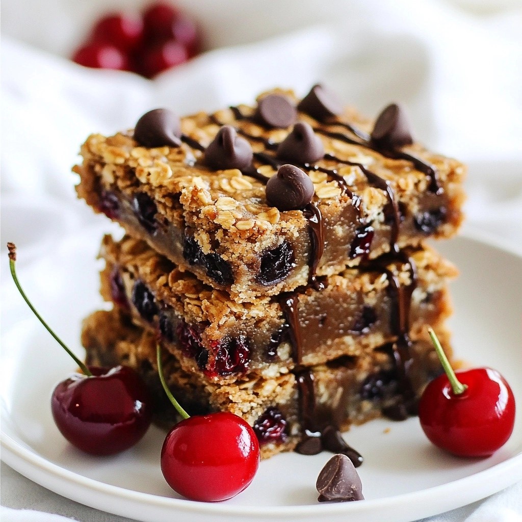 Chewy Chocolate Chip Cherry Oatmeal Bars Delight