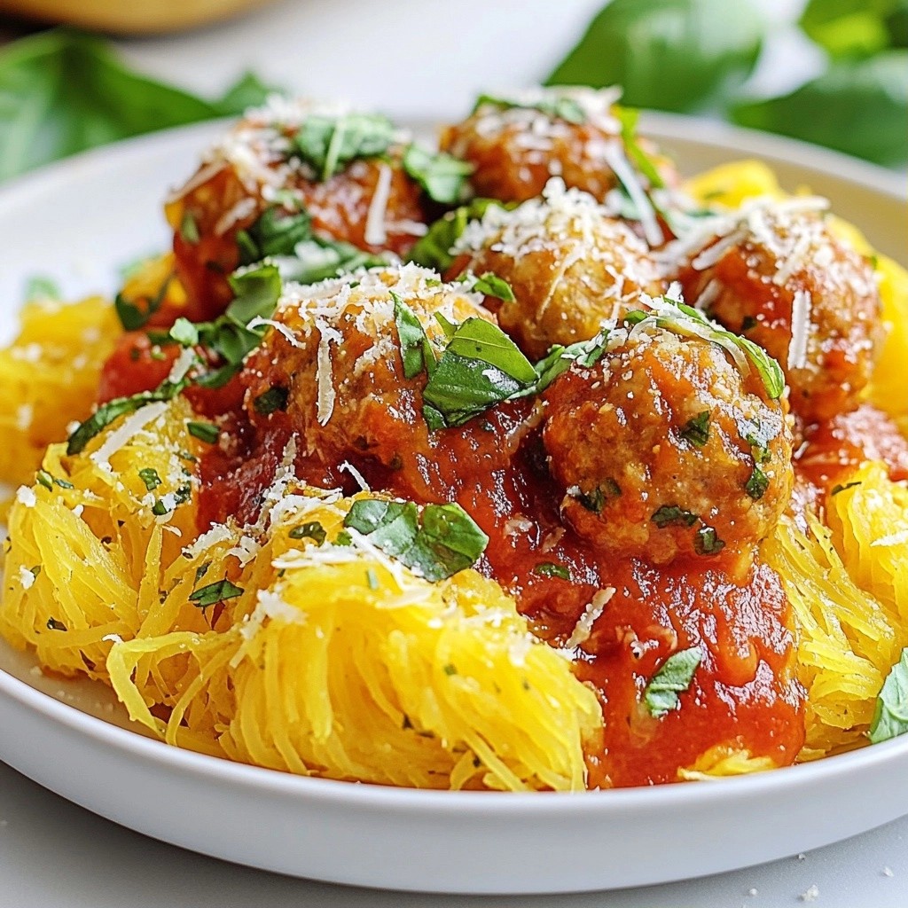 Easy Keto Spaghetti Squash and Turkey Meatballs Delight
