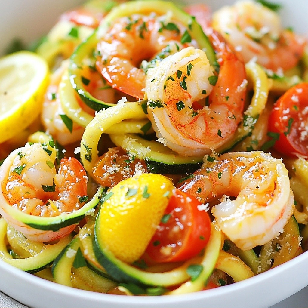 Tangy Keto Lemon Garlic Shrimp Pasta