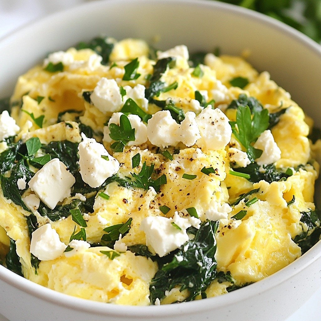 Fluffy Keto Spinach and Feta Scramble Delight