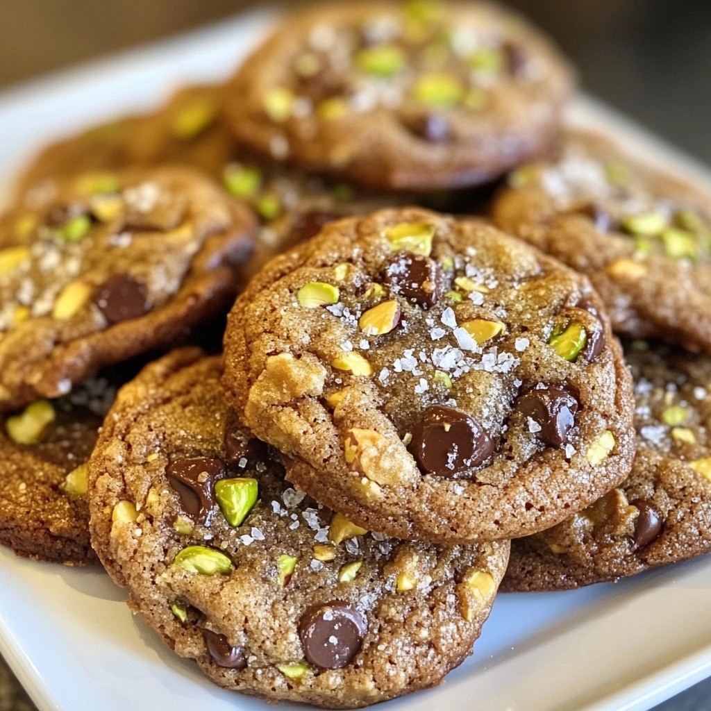 Soft Chocolate Chip Pistachio Cookies with Sea Salt Delight
