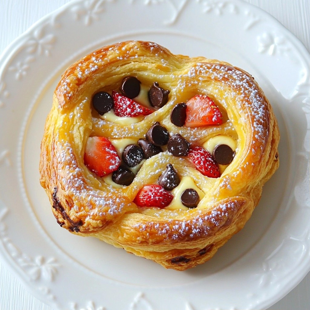 Flaky Chocolate Strawberry Danish with Cream Cheese Delight