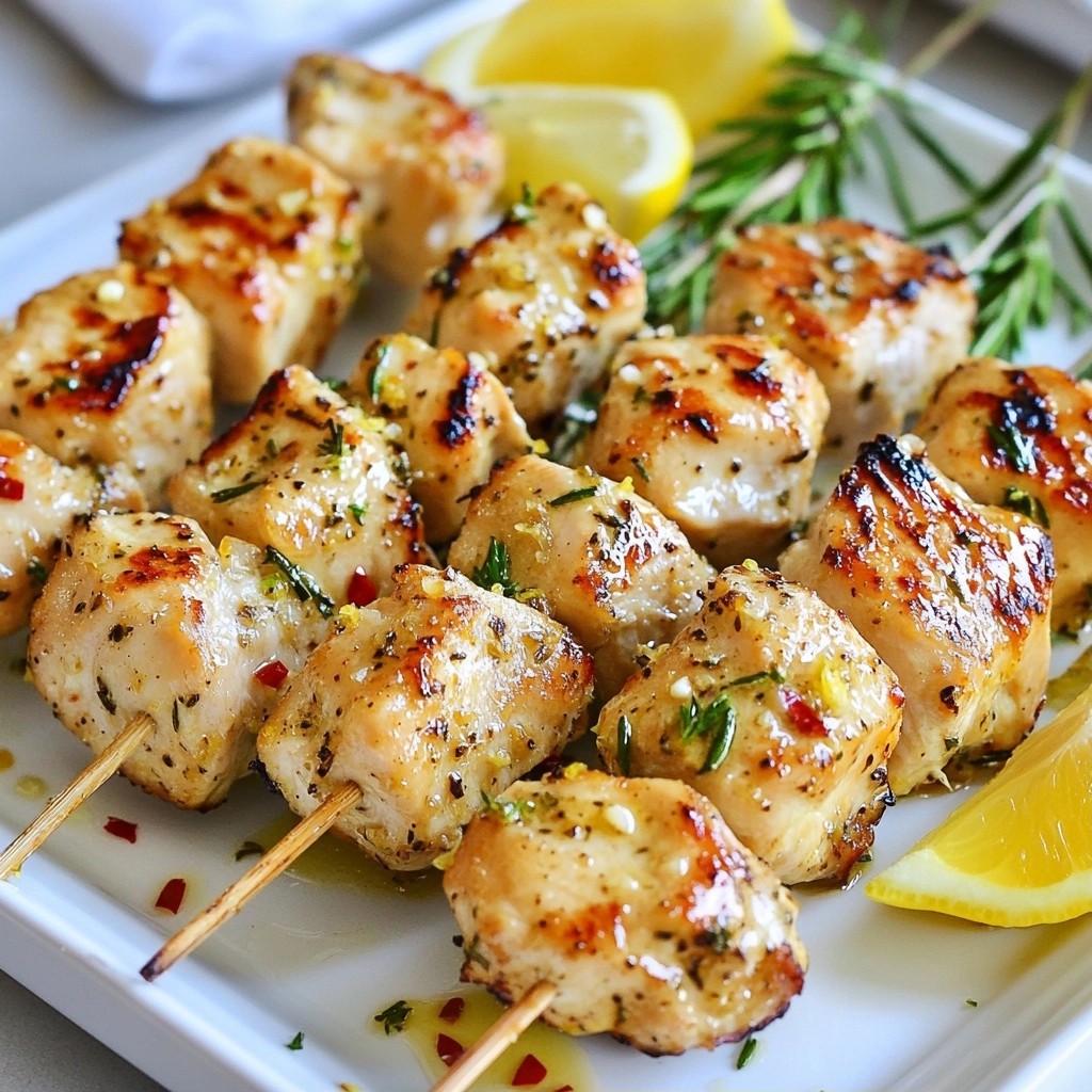 Sizzling Keto Lemon Garlic Chicken Skewers Delight