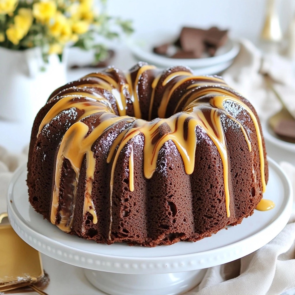 Mocha Swirl Chocolate Bundt Cake with Cream Glaze Recipe