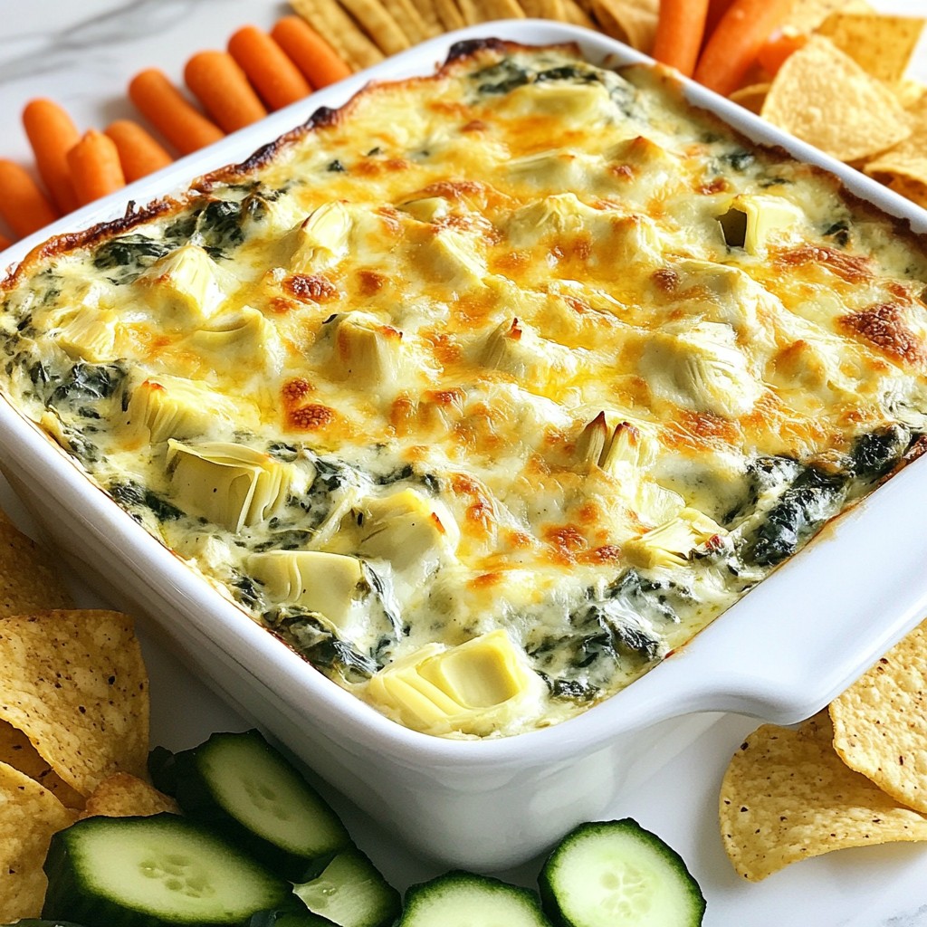 Cheesy Spinach Artichoke Dip Creamy and Flavorful Snack