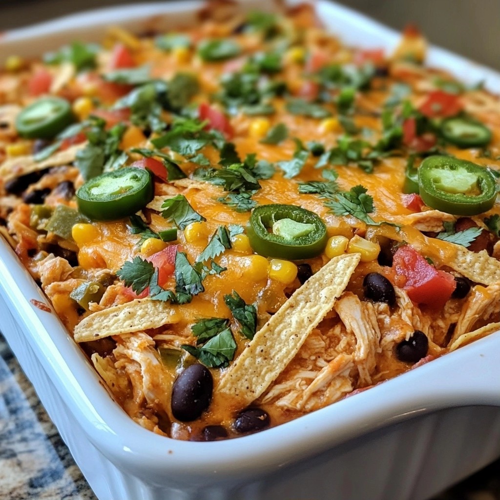 Spicy Family Meals Chicken Tortilla Casserole Delight