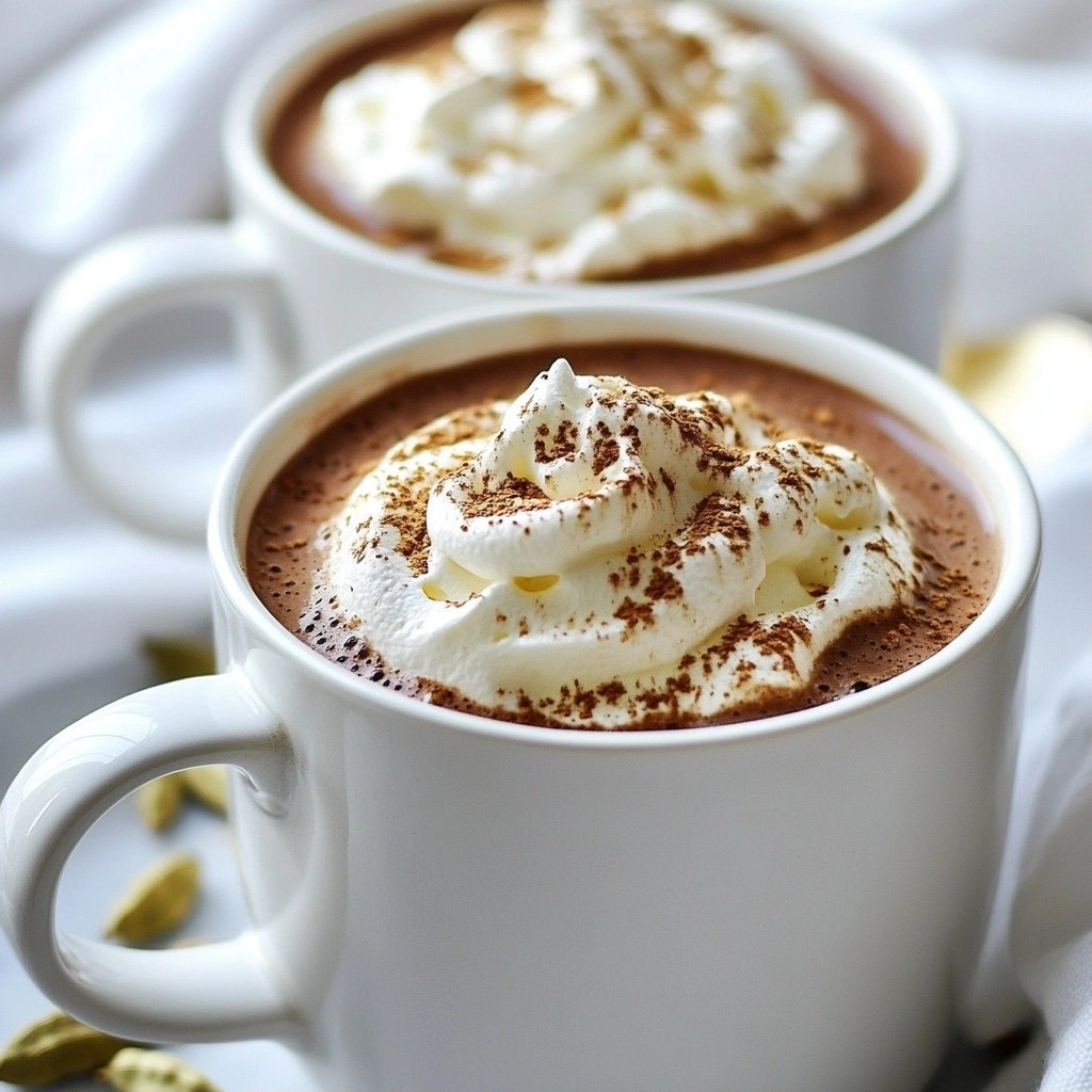 Creamy Cardamom Hot Chocolate with Whipped Cream Delight