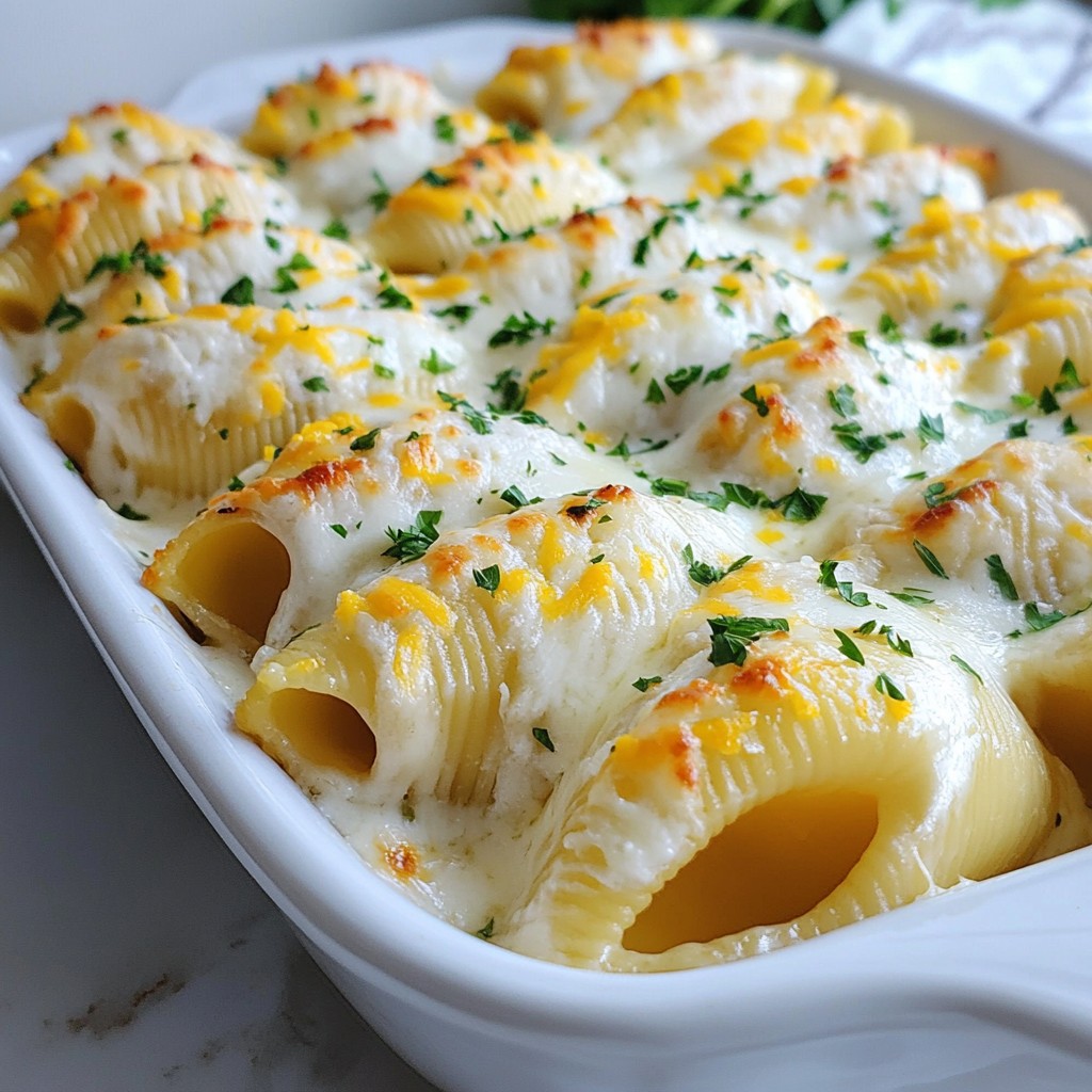 Chicken Alfredo Stuffed Shells Easy and Tasty Recipe