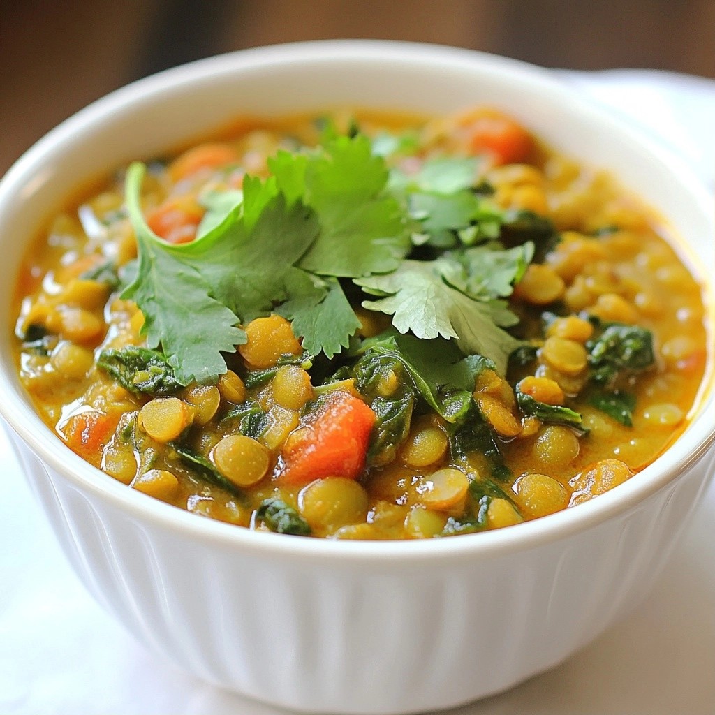 Hearty one-pot recipes Lentil and Spinach Curry Dish