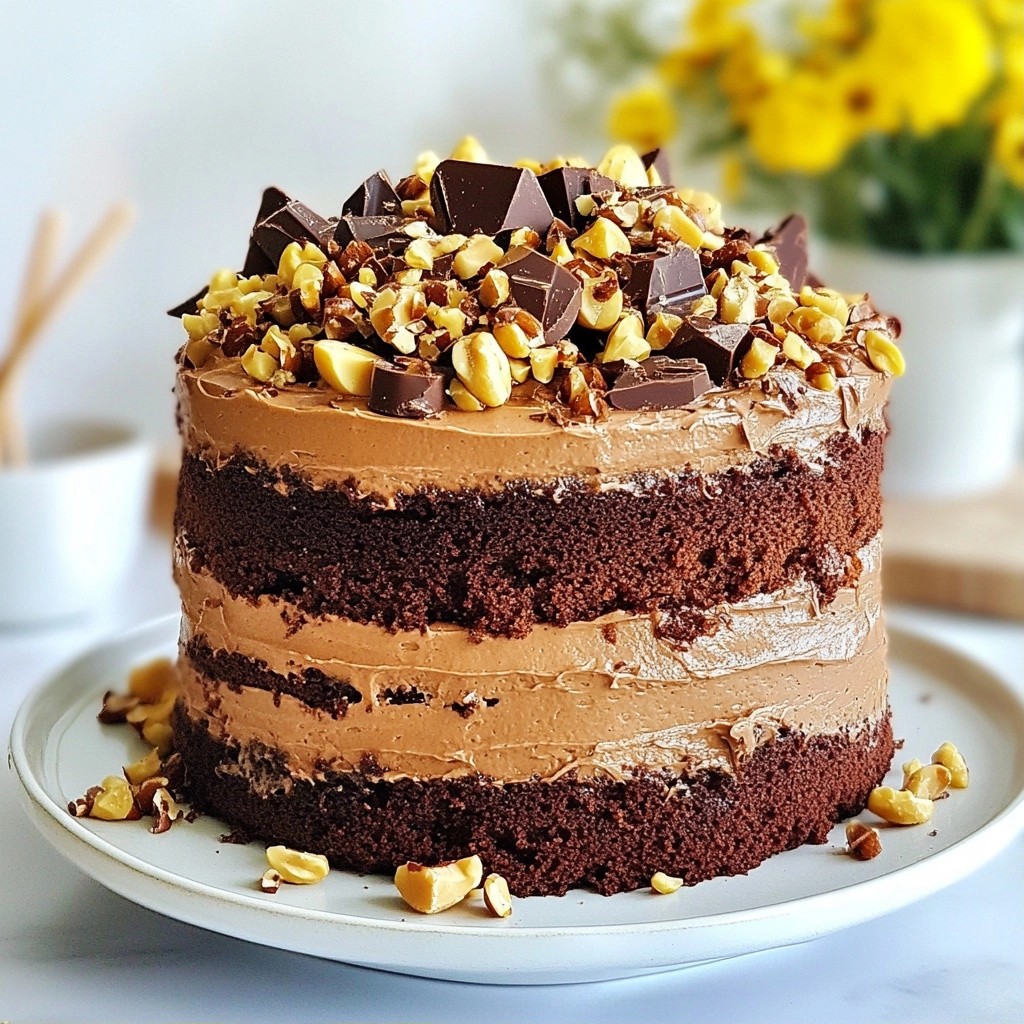 Fluffy Chocolate Hazelnut Layer Cake with Creamy Mousse