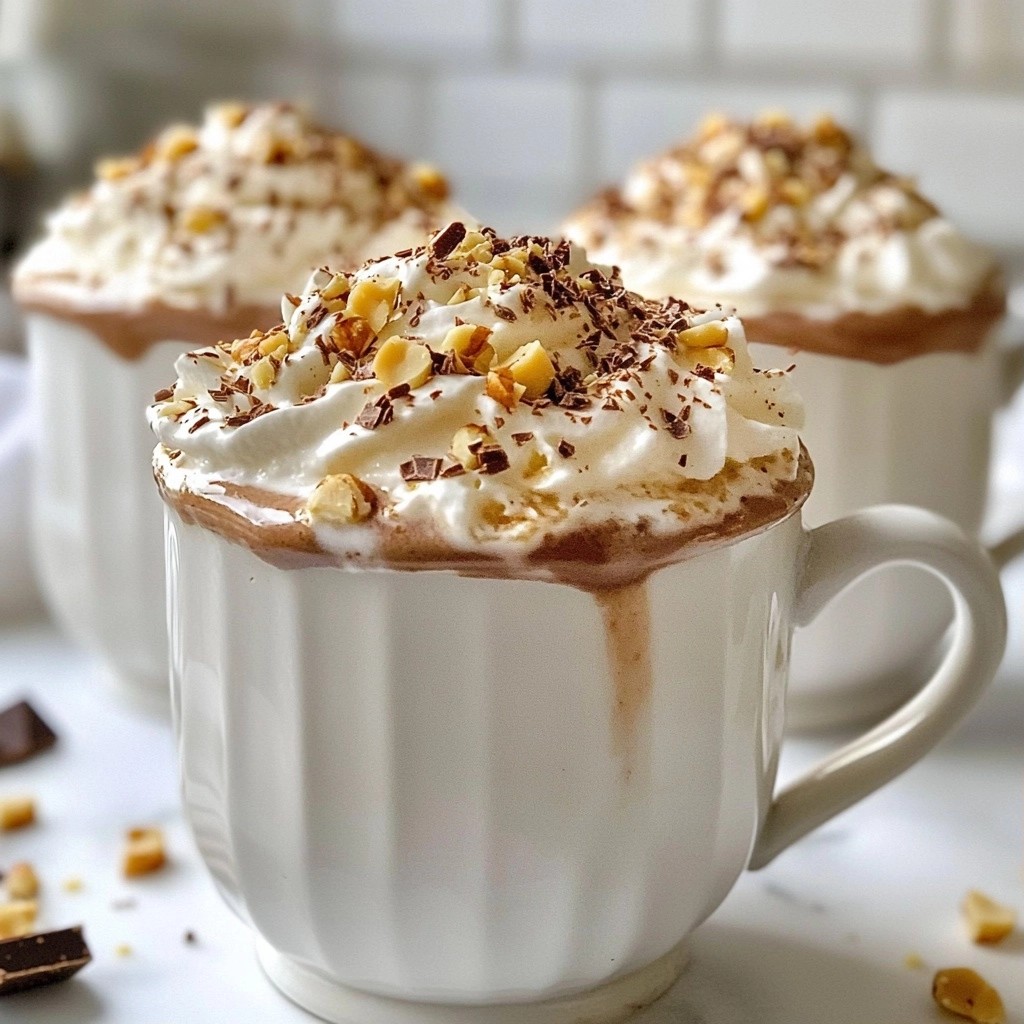 Creamy Hazelnut Hot Chocolate with Whipped Topping Enjoy