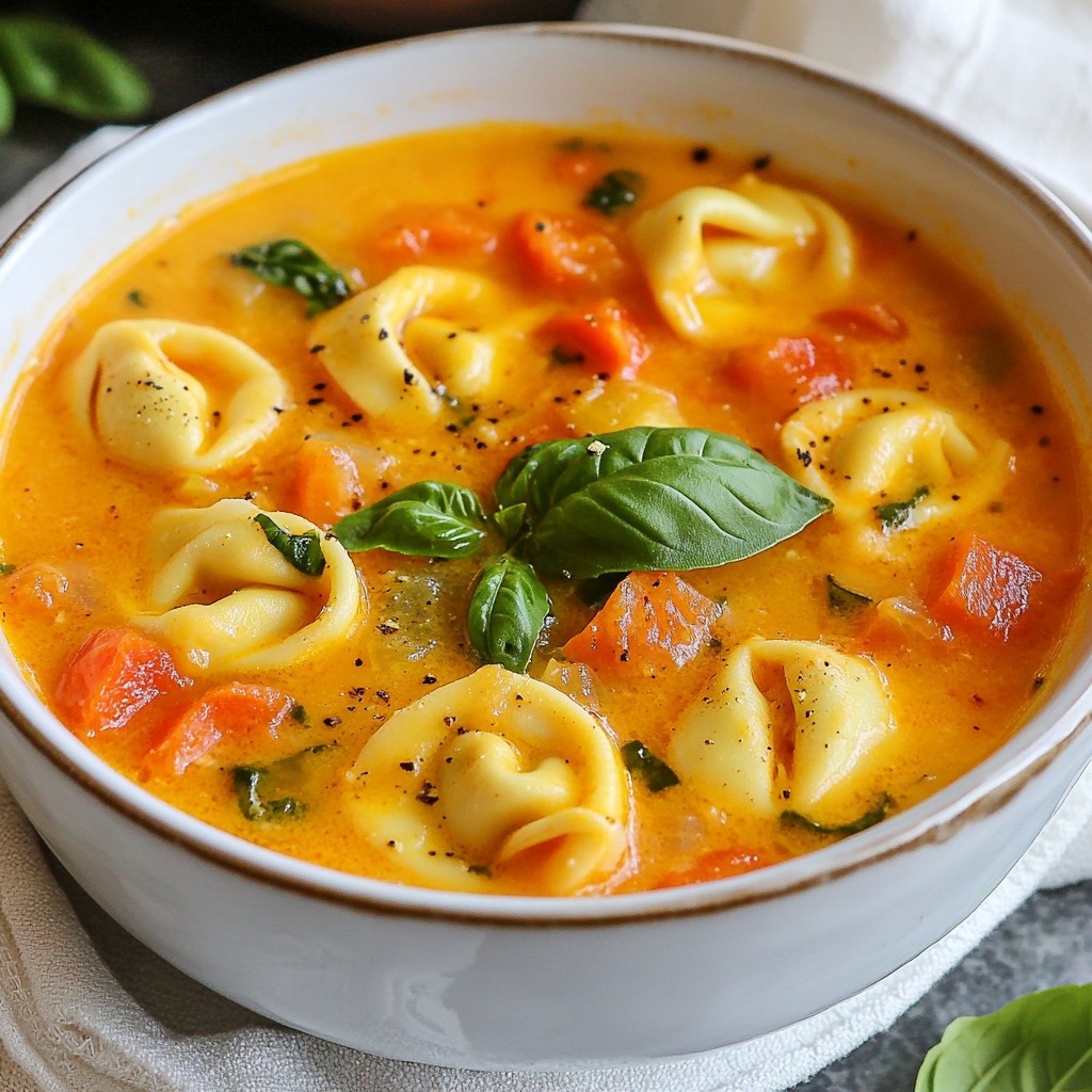 Slow Cooker Creamy Tomato Basil Tortellini Soup Delight