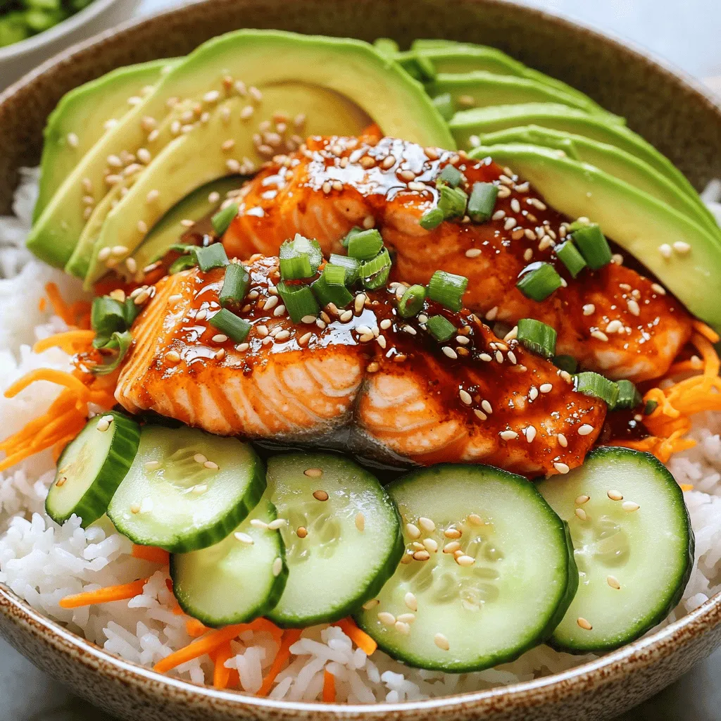 The key ingredients for a spicy salmon rice bowl are simple yet full of flavor. First, you need fresh salmon fillets. Salmon has a rich taste that pairs well with spices. Next, jasmine rice works best. It’s soft and slightly sticky, making it perfect for holding toppings.